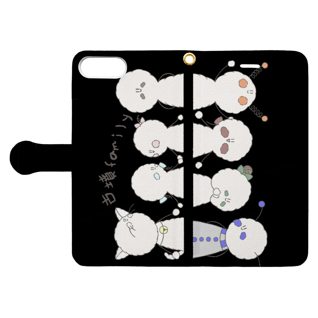 Ico(イコ)の古墳familyスマホケース(ブラック) Book-Style Smartphone Case:Opened (outside)