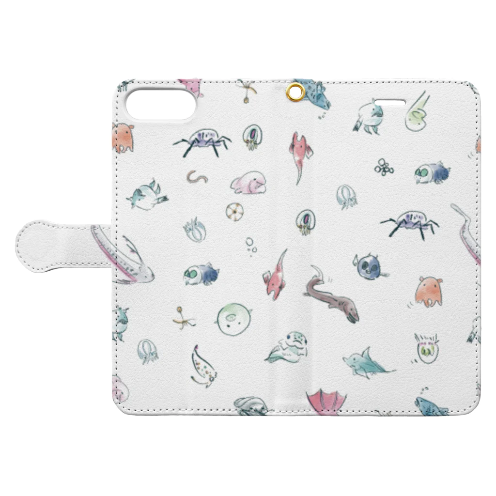 Planaria.Flashの【ゆるゆる深海魚】 Book-Style Smartphone Case:Opened (outside)