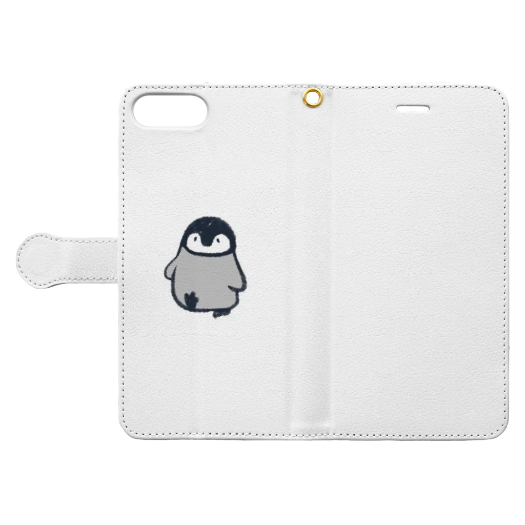 やおえもんのペンギンのららぽんちゃん Book-Style Smartphone Case:Opened (outside)