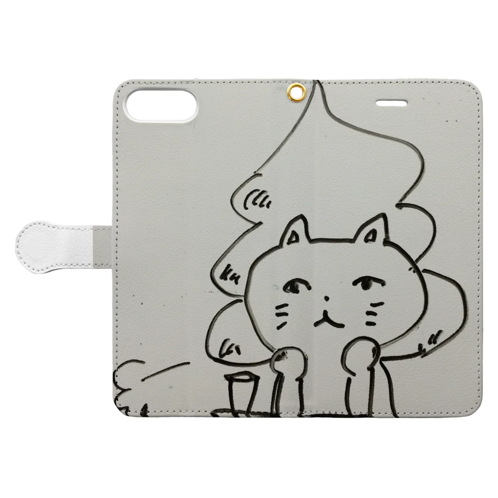 NAN&COOの脱力ウンネコちゃん Book-Style Smartphone Case:Opened (outside)