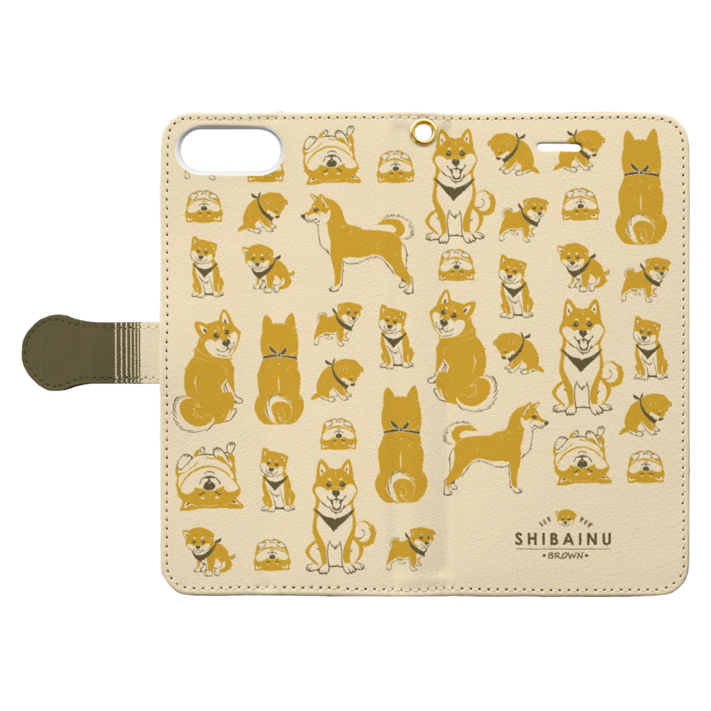 タバタ画房の柴犬（赤柴）たくさん Book-Style Smartphone Case:Opened (outside)