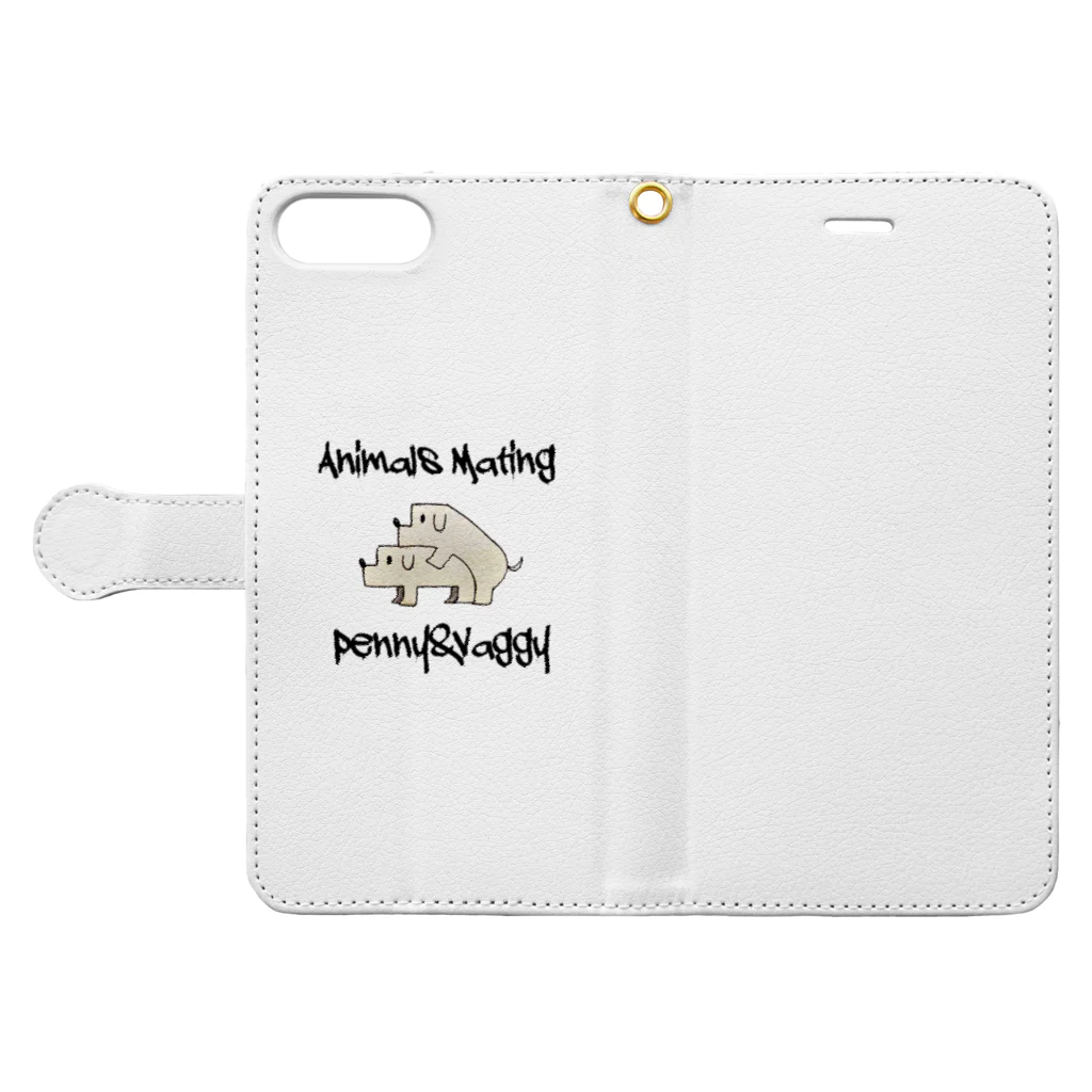 Animals MatingのDogs  Mating(犬の交尾) Book-Style Smartphone Case:Opened (outside)