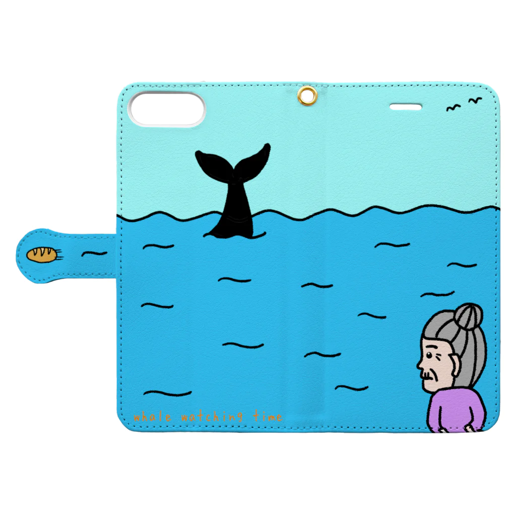 ZAZY official shopのwhale watching time 다이어리형 폰케이스を開いた場合(外側)