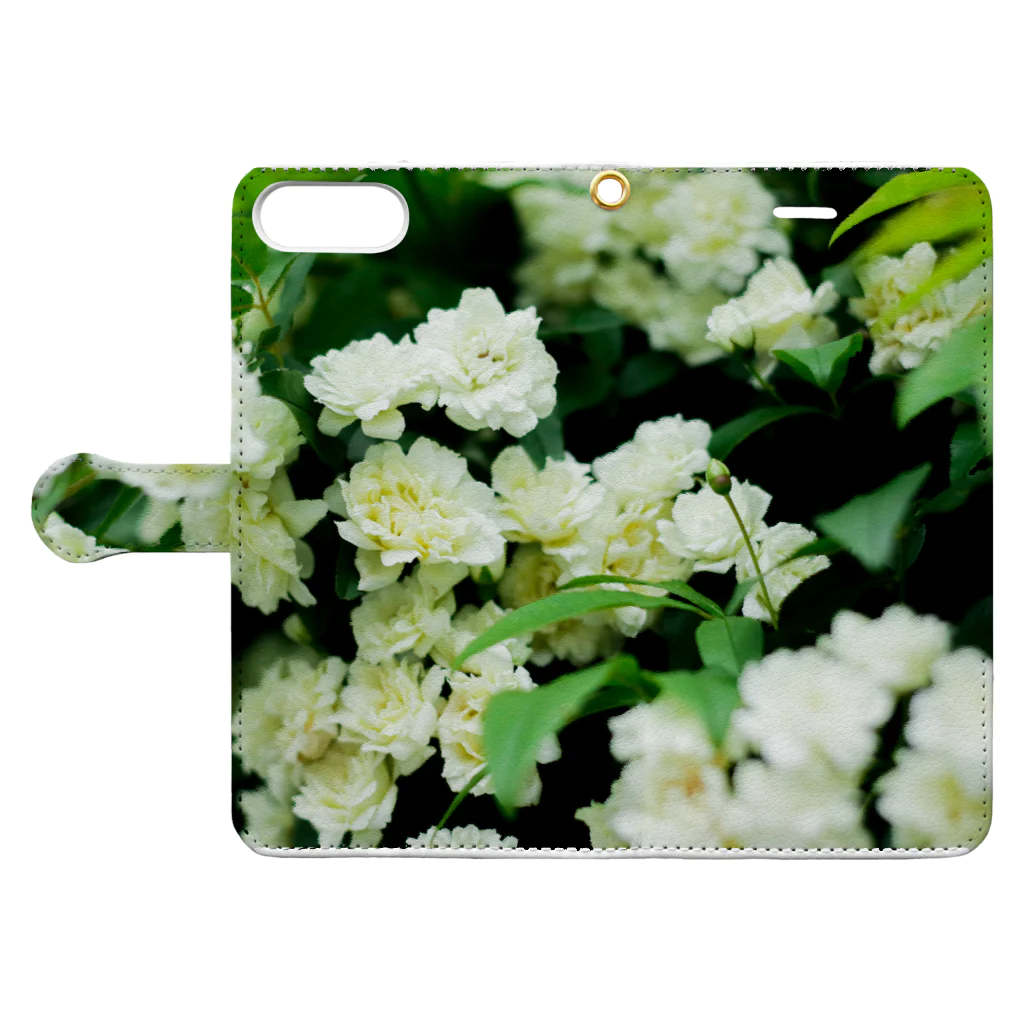 かぴばらのFLOWERS-しろ- Book-Style Smartphone Case:Opened (outside)