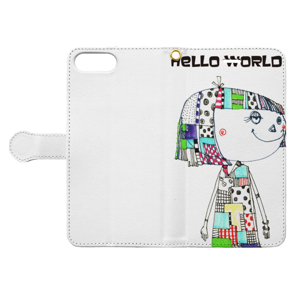 koujirou@mixedmediaのHello World! Book-Style Smartphone Case:Opened (outside)