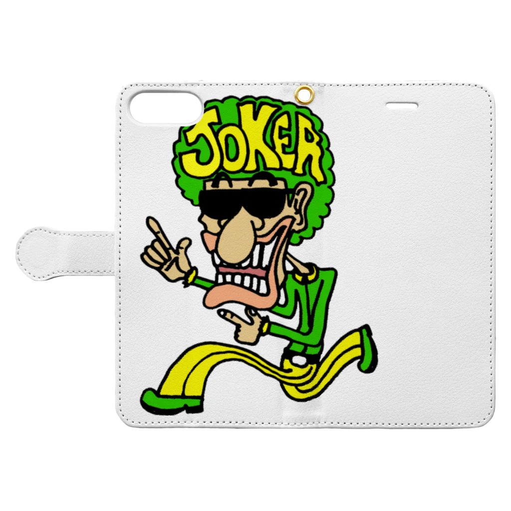 JOKERのアフロキング 手帳型スマホケースを開いた場合(外側)