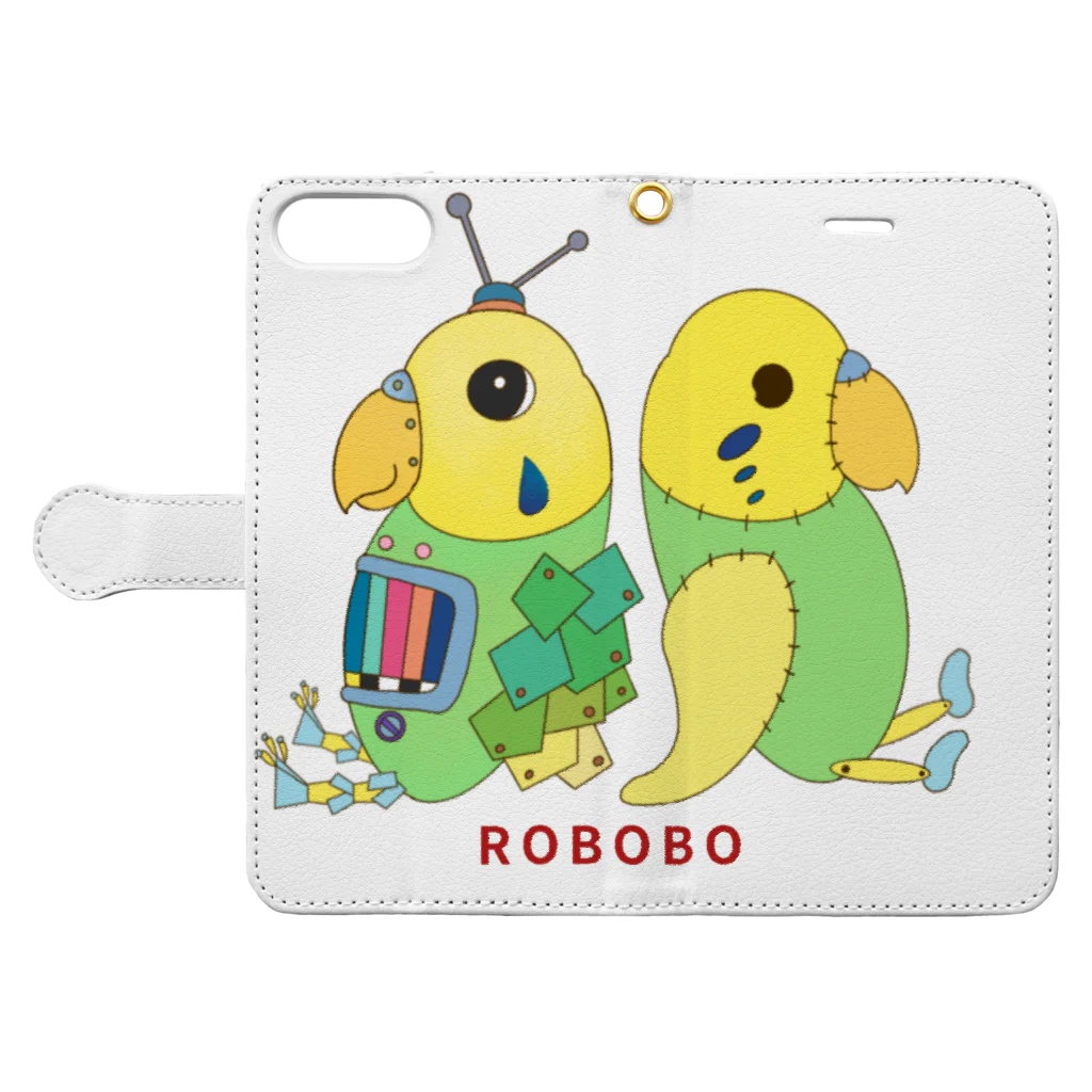 ねこぜや のROBOBO ユーチューバー Book-Style Smartphone Case:Opened (outside)