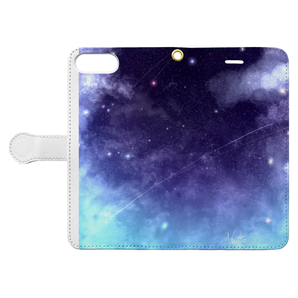 hosikawaroom🍼の星.夜空(night sky・star) Book-Style Smartphone Case:Opened (outside)