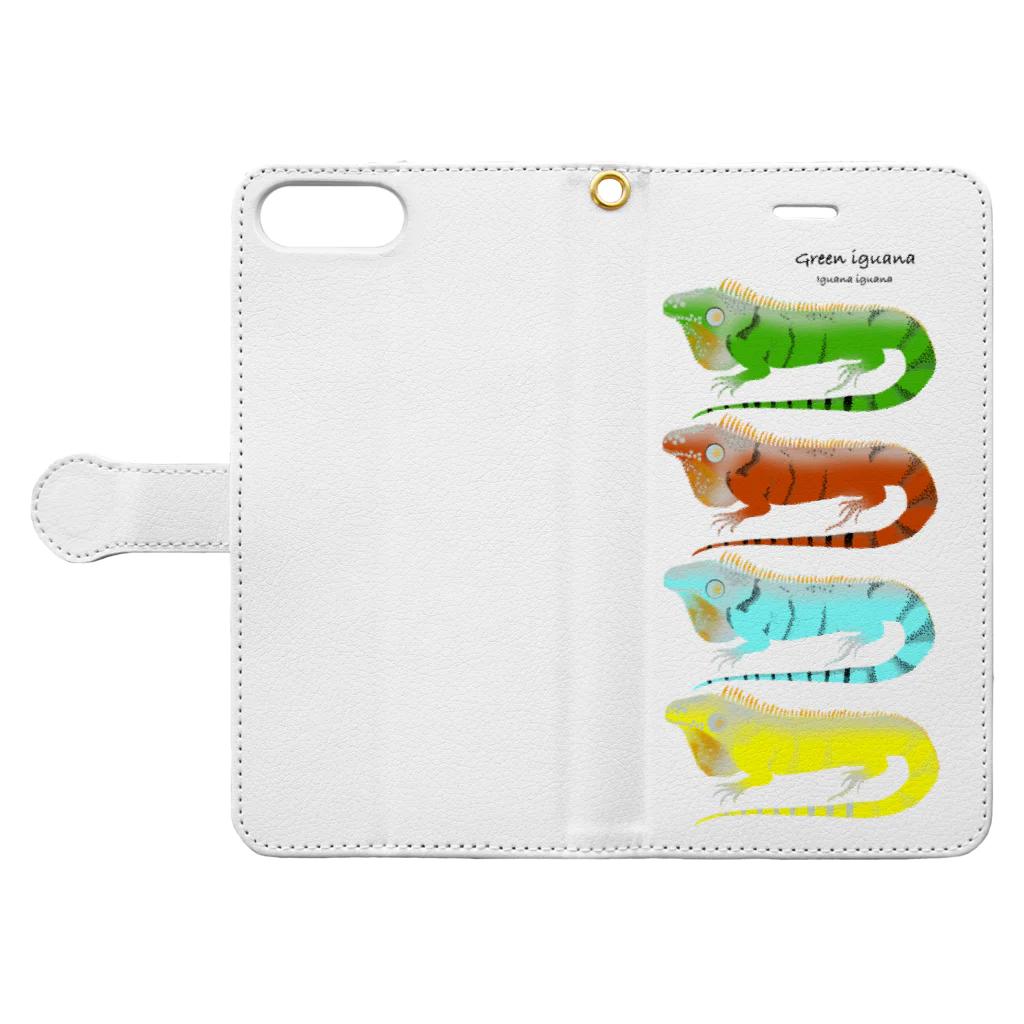 爬虫類カフェ ふぁにくり 嵐山店のGREEN IGUANA morph Book-Style Smartphone Case:Opened (outside)