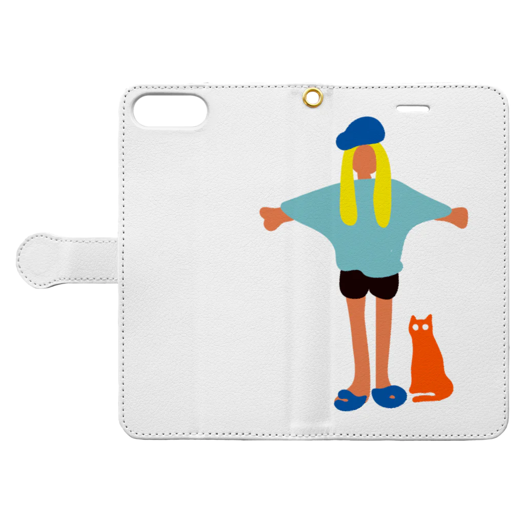 Earthlingの地球人（キャップ女子） Book-Style Smartphone Case:Opened (outside)