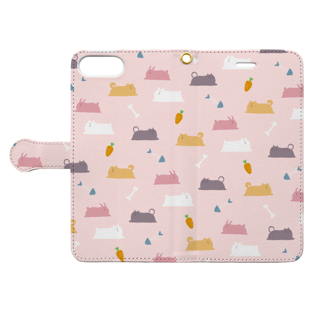 shiosonのしお村のゆるっとシュールなどうぶつたち Book-Style Smartphone Case:Opened (outside)