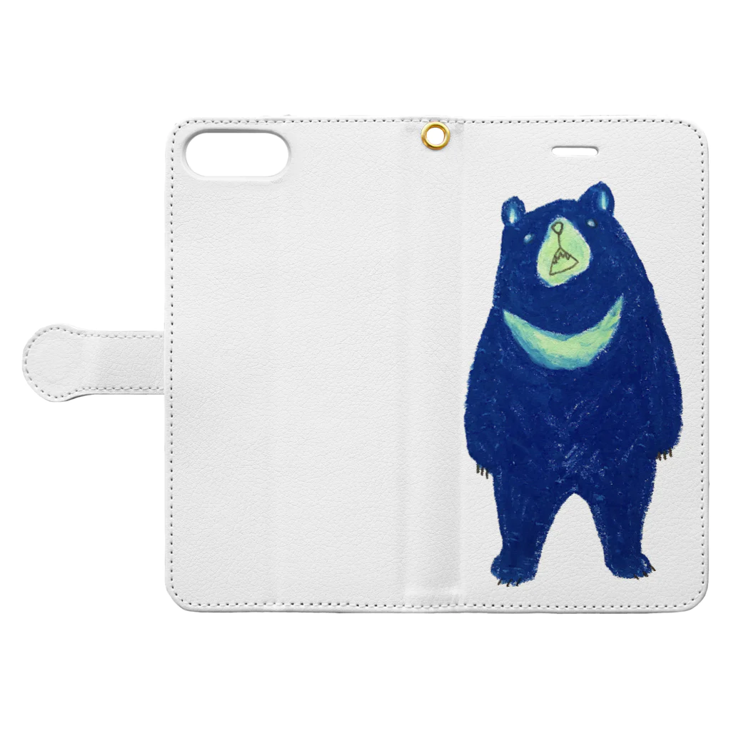 KANKAN ILLUSTRATION FACTORY goods shopのツキノワグマのくまごろう Book-Style Smartphone Case:Opened (outside)