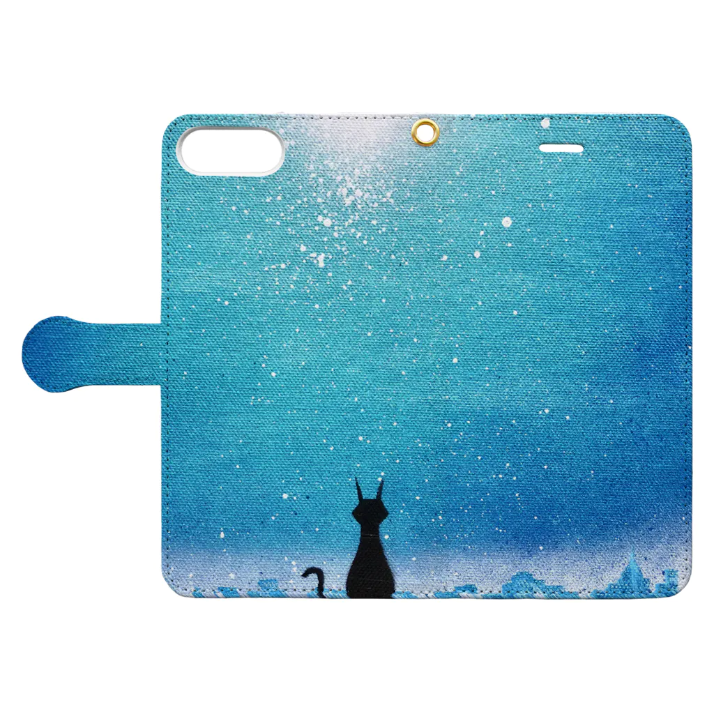 AKI SPRAY PAINT アキ スプレーペイントの猫のいる街 Book-Style Smartphone Case:Opened (outside)