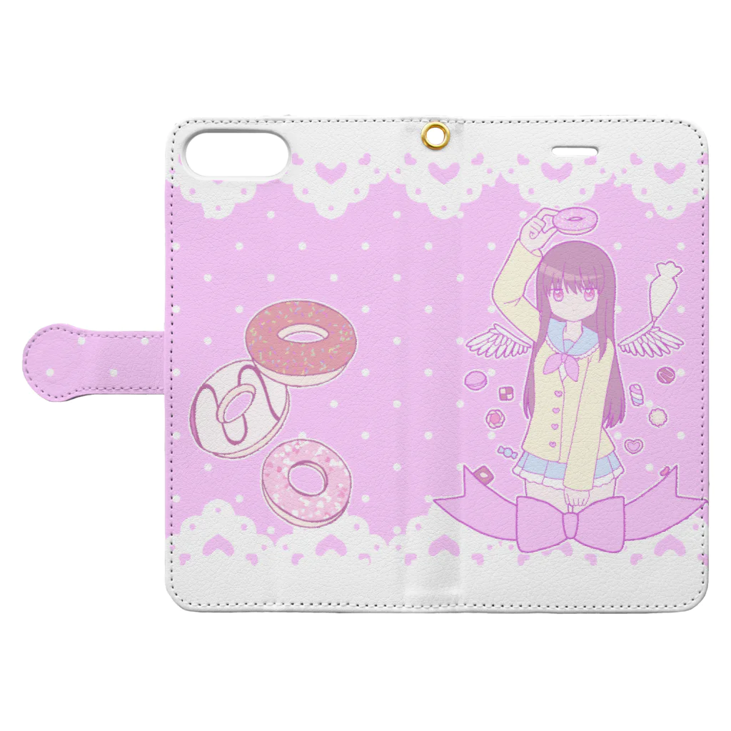 かわいいもののおみせ　いそぎんちゃくのお菓子な天使 Book-Style Smartphone Case:Opened (outside)