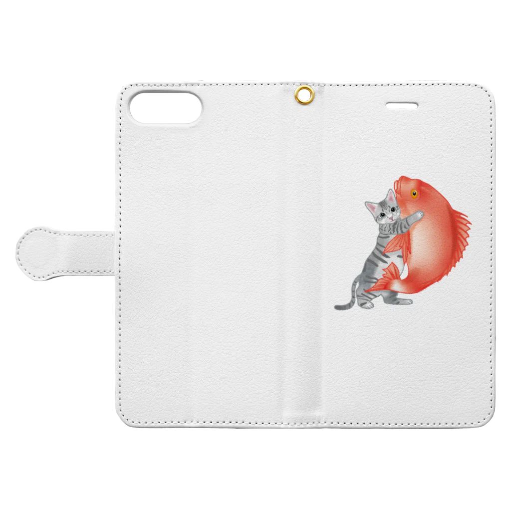 みらくしよしもの（公式）恋猫（姫ニャン） Book-Style Smartphone Case:Opened (outside)