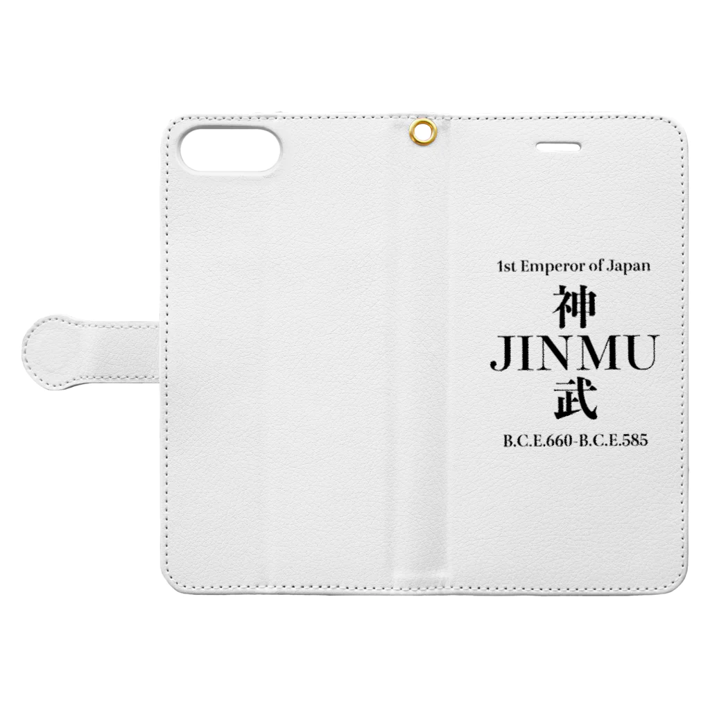 JAPAN77の歴代天皇シリーズ1「神武天皇」 Book-Style Smartphone Case:Opened (outside)