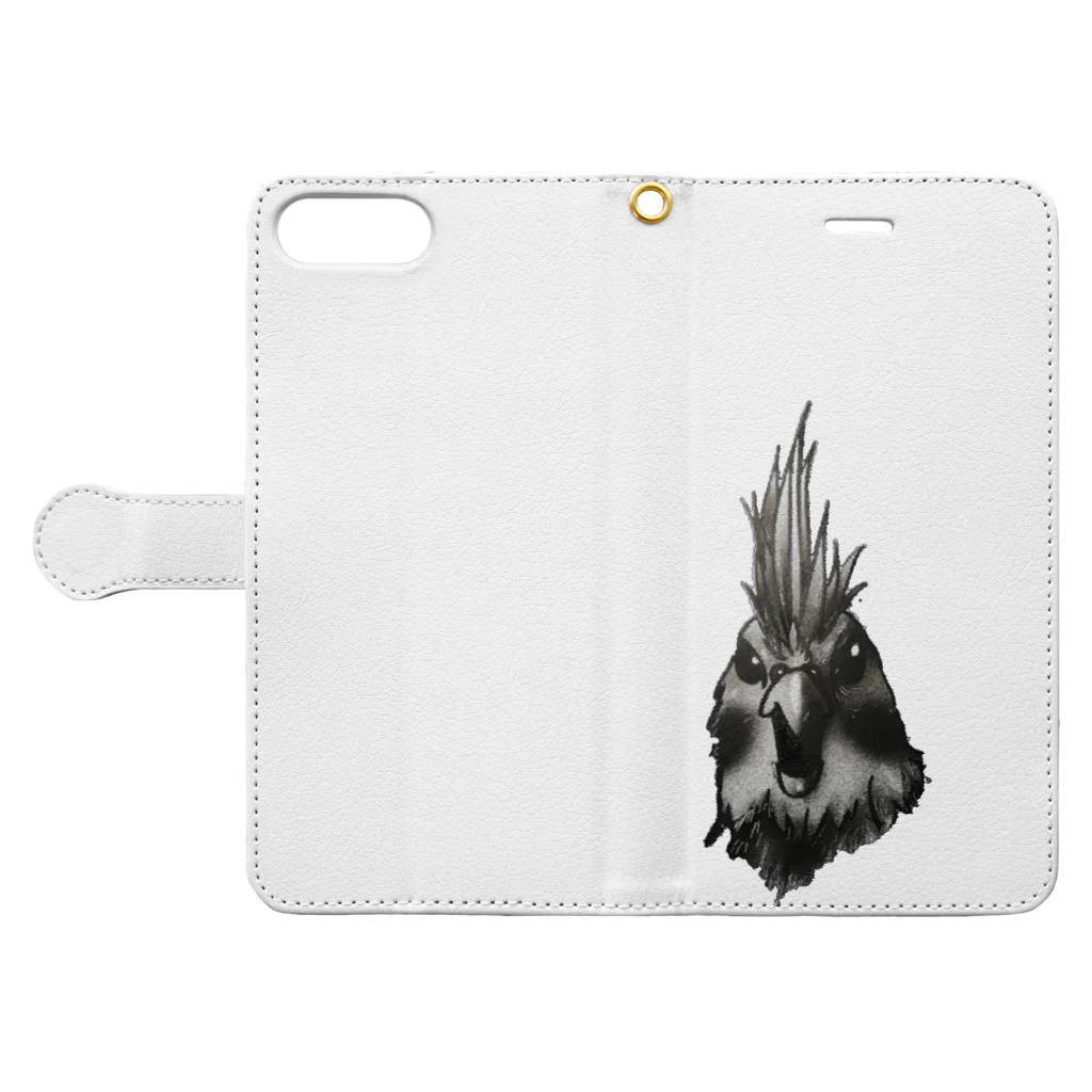 art極楽鳥のオカメインコのルビー Book-Style Smartphone Case:Opened (outside)