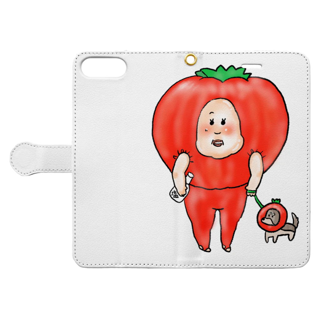 もっちハウスのもちもちトマト🍅 Book-Style Smartphone Case:Opened (outside)