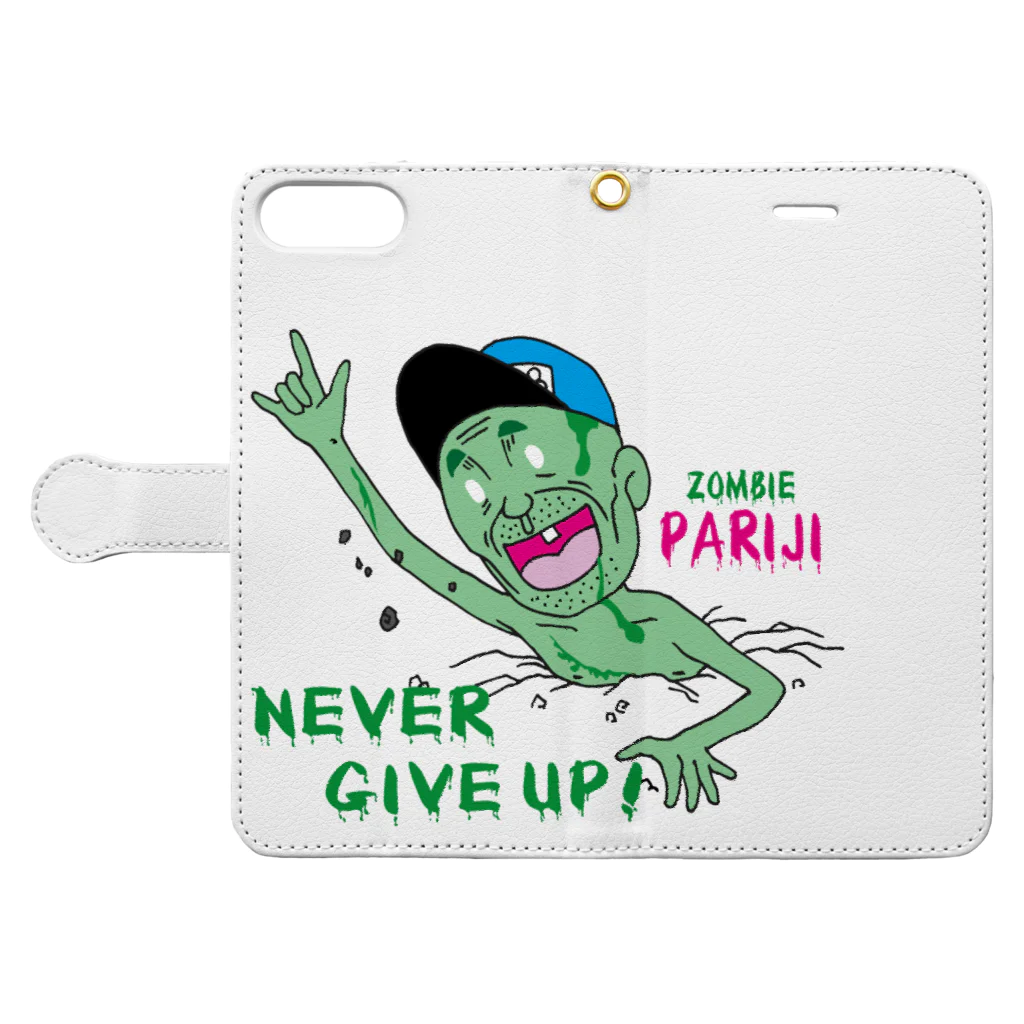 PARIJIのZombie PARIJI(Nevergive up) 手帳型スマホケースを開いた場合(外側)