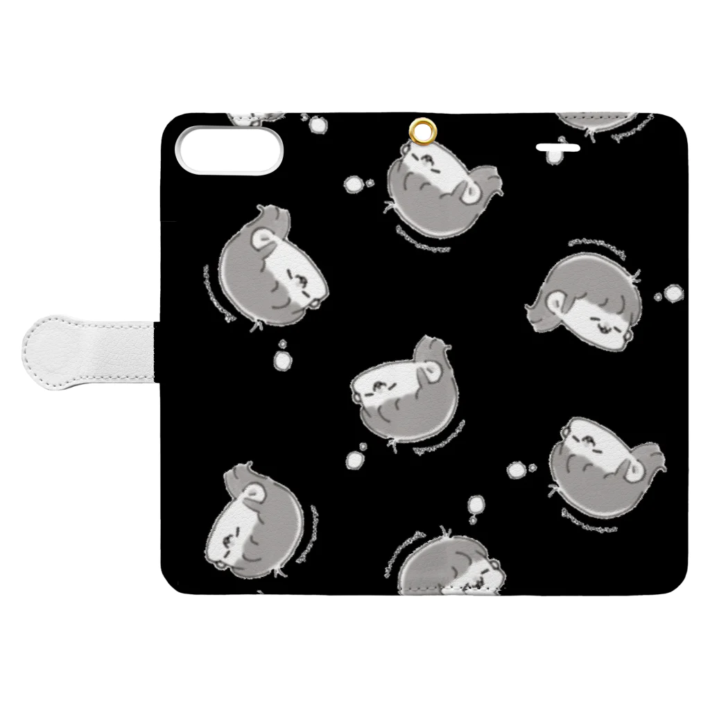 𝘯𝘦𝘮𝘶𝘳𝘶𝘯𝘥𝘢 𝘴𝘩𝘰𝘱 ᶻᶻのなつなちゃんがいっぱい(black) Book-Style Smartphone Case:Opened (outside)