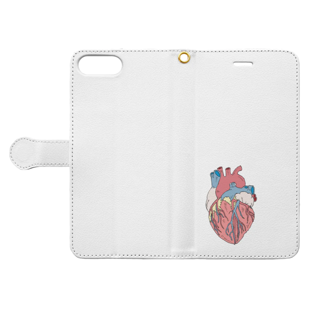 OGNdesignの心臓　内臓　Heart　NO.18 手帳型スマホケースを開いた場合(外側)