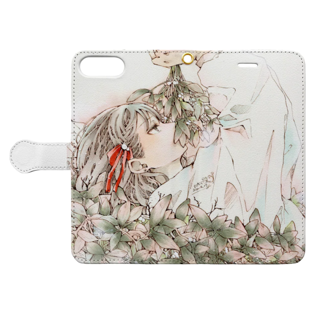 🍃とあるお茶🍵のヤドリギちゃん Book-Style Smartphone Case:Opened (outside)