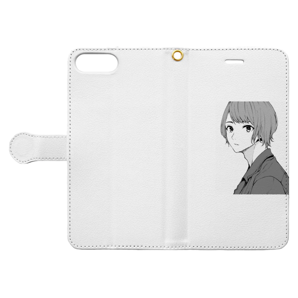 幾瀬陽七乃@お仕事募集中のこちらを見る若い男性 Book-Style Smartphone Case:Opened (outside)