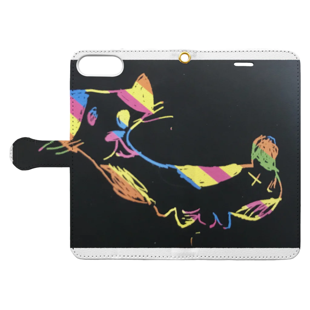 itukanの虹ねこ🌈 Book-Style Smartphone Case:Opened (outside)