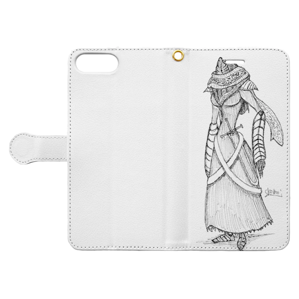 remo_richのマフラーおねーさん Book-Style Smartphone Case:Opened (outside)