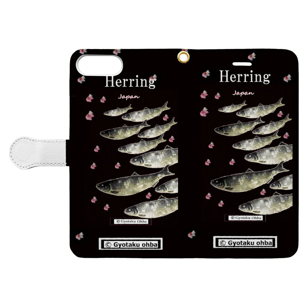 G-HERRINGのHERRING（鰊；ニシン）あらゆる生命たちへ感謝をささげます。 手帳型スマホケースを開いた場合(外側)