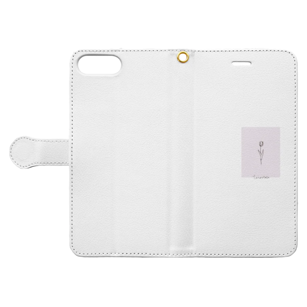 rilybiiのチューリップ＊メッセージ＊ピンク Book-Style Smartphone Case:Opened (outside)