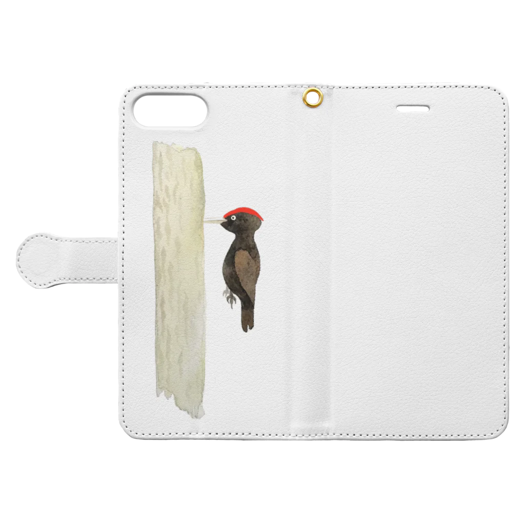 Ishii Yuma   野鳥と動物の森のきつつき Book-Style Smartphone Case:Opened (outside)