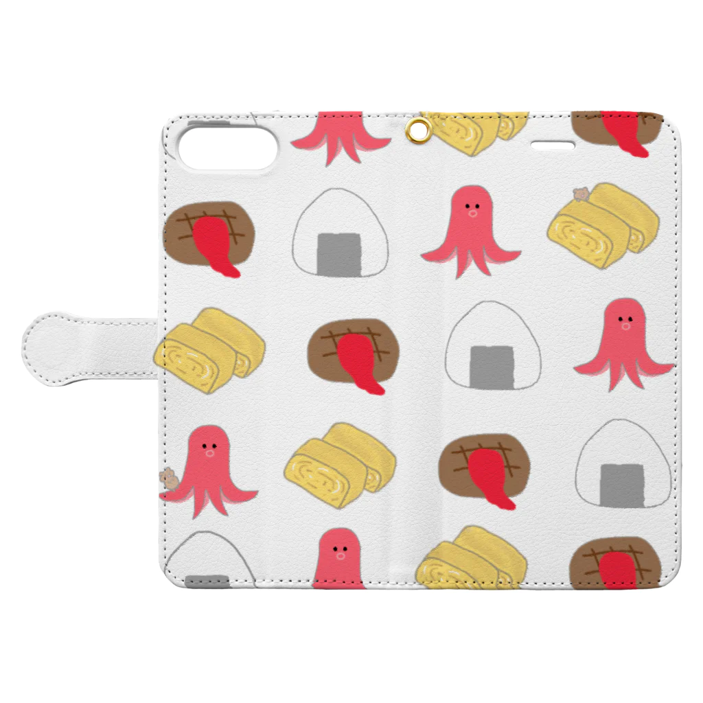 食いしん坊ママのお弁当のおかずくん Book-Style Smartphone Case:Opened (outside)