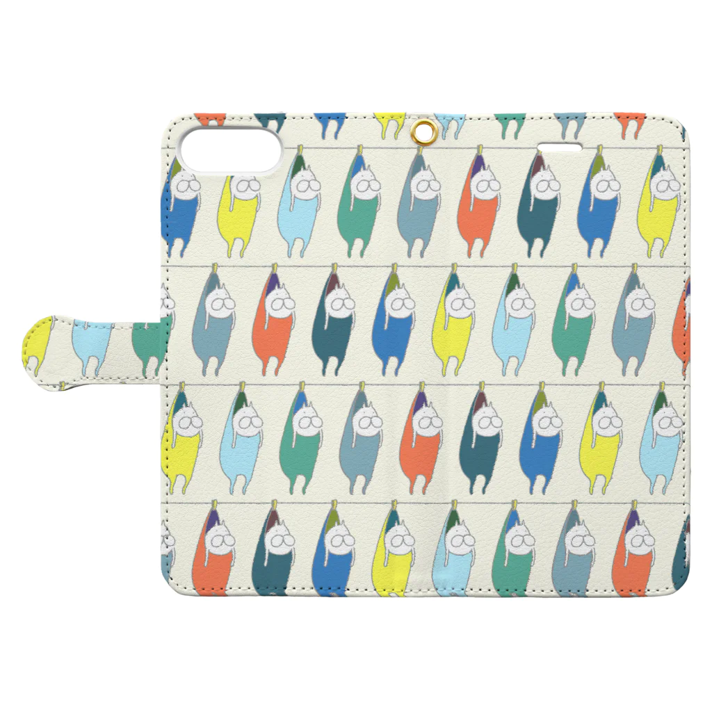 くらきち ONLINE SHOPのねこタイツの洗濯　カオスブルー Book-Style Smartphone Case:Opened (outside)