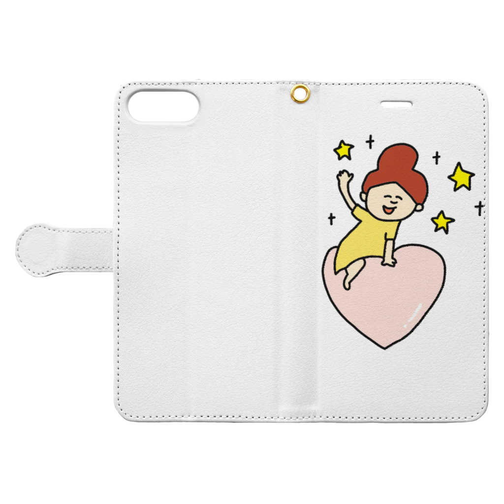 pocaのお絵描きのハートのお届け♡ Book-Style Smartphone Case:Opened (outside)