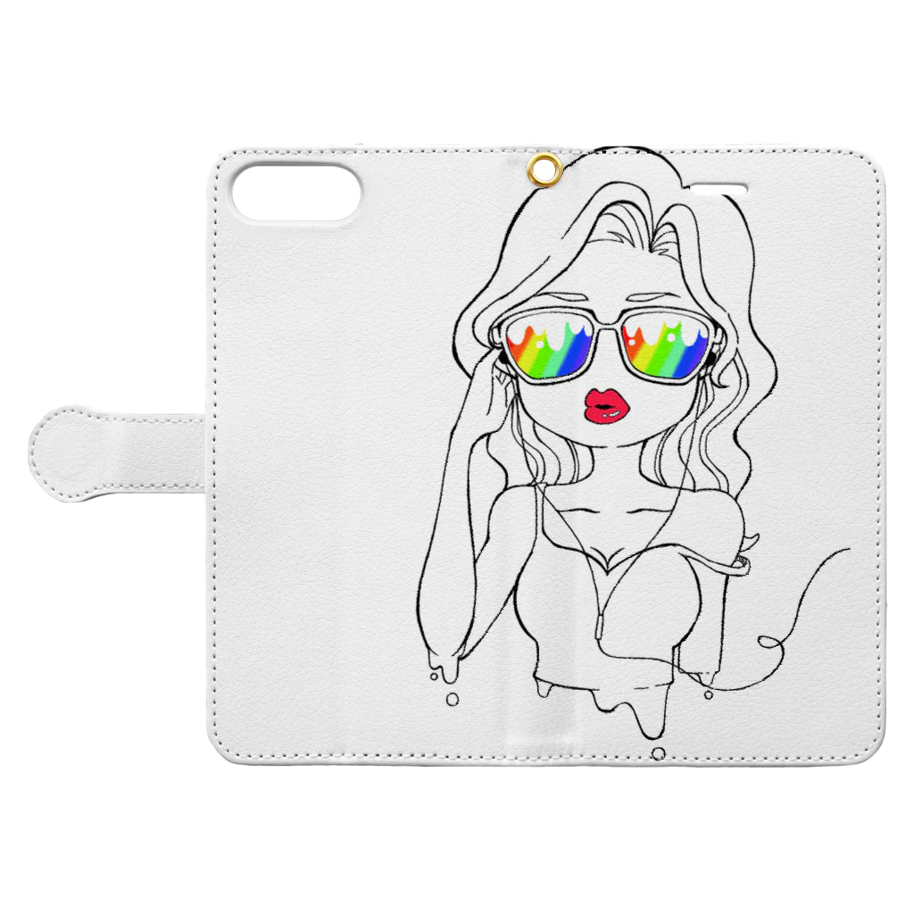 mi. @LINEスタンプ販売中！のsexy girl（ポップ） Book-Style Smartphone Case:Opened (outside)