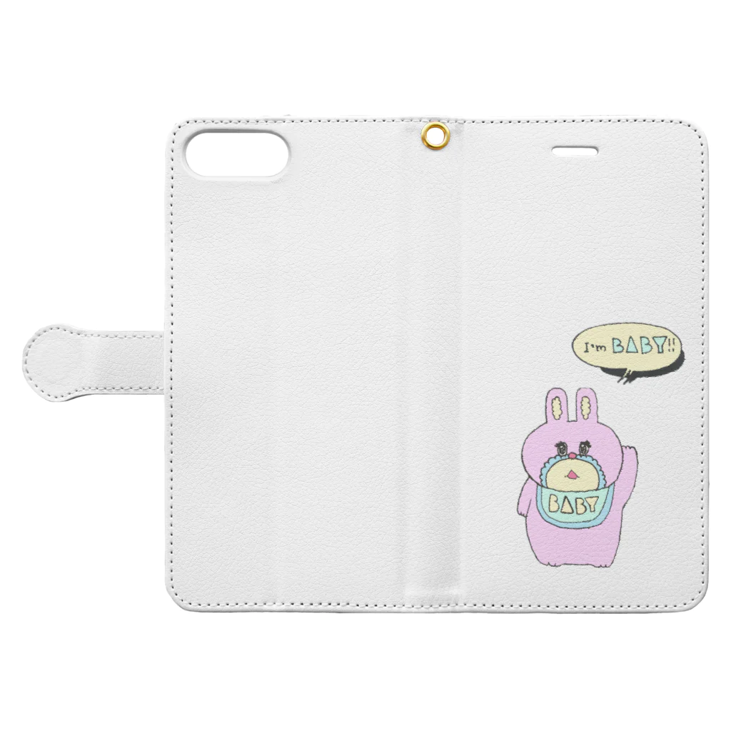 【Yuwiiの店】ゆぅぅぃーのうさBABY Book-Style Smartphone Case:Opened (outside)