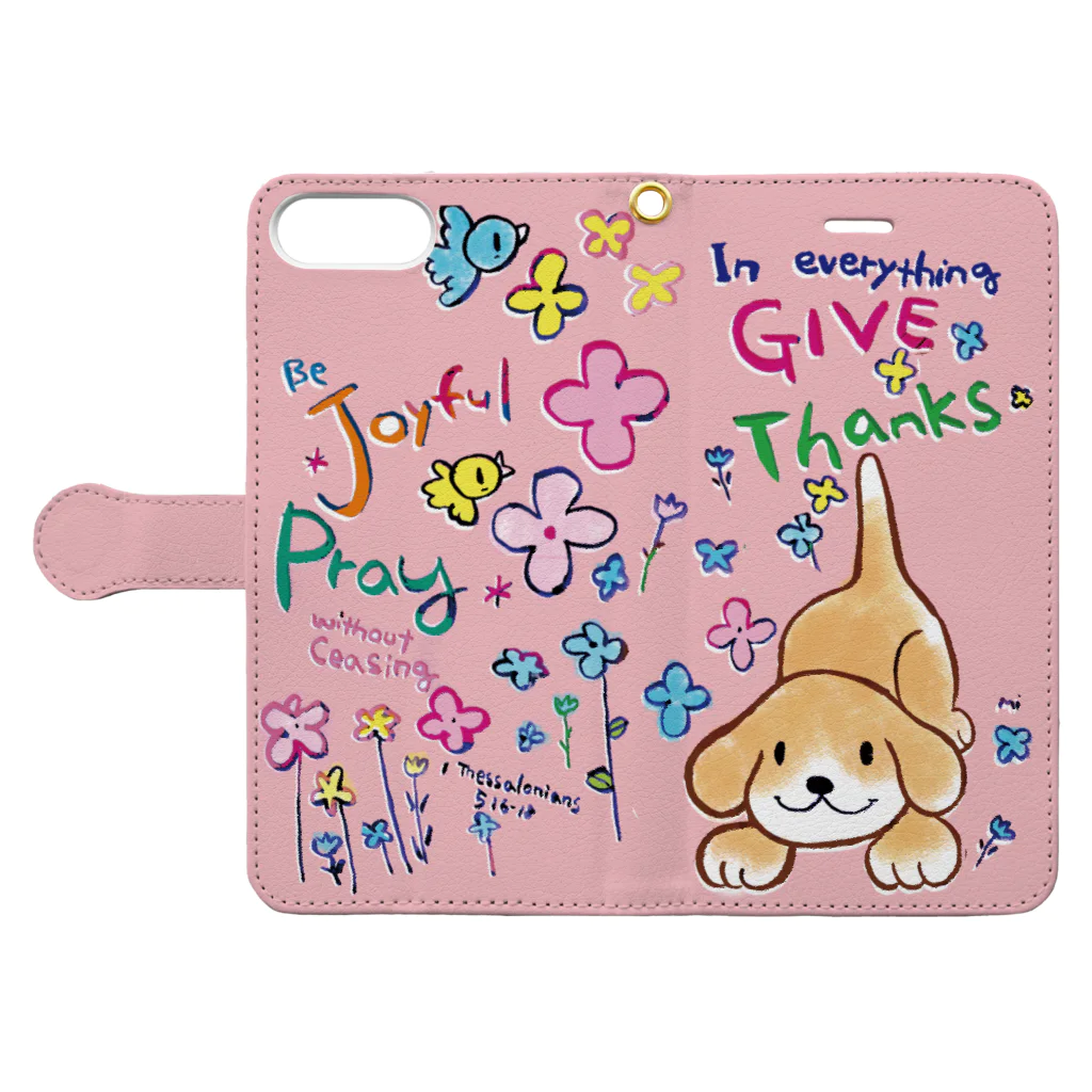 Minami Nanamiのthanksピンクワンコ Book-Style Smartphone Case:Opened (outside)