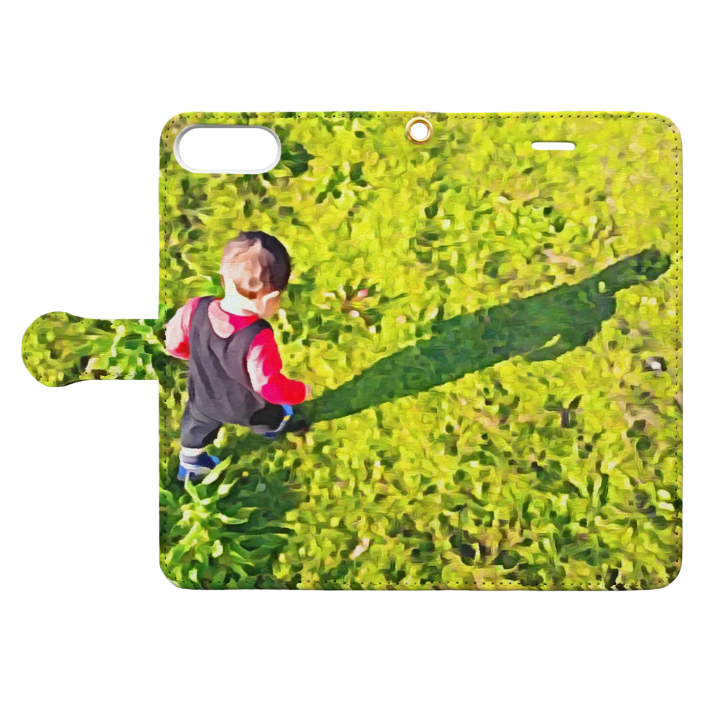 こまゆのこじまるの芝をかける男児2 Book-Style Smartphone Case:Opened (outside)