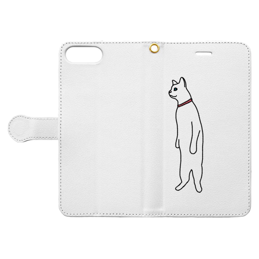 Soragasukiの立ち上がった猫 Book-Style Smartphone Case:Opened (outside)