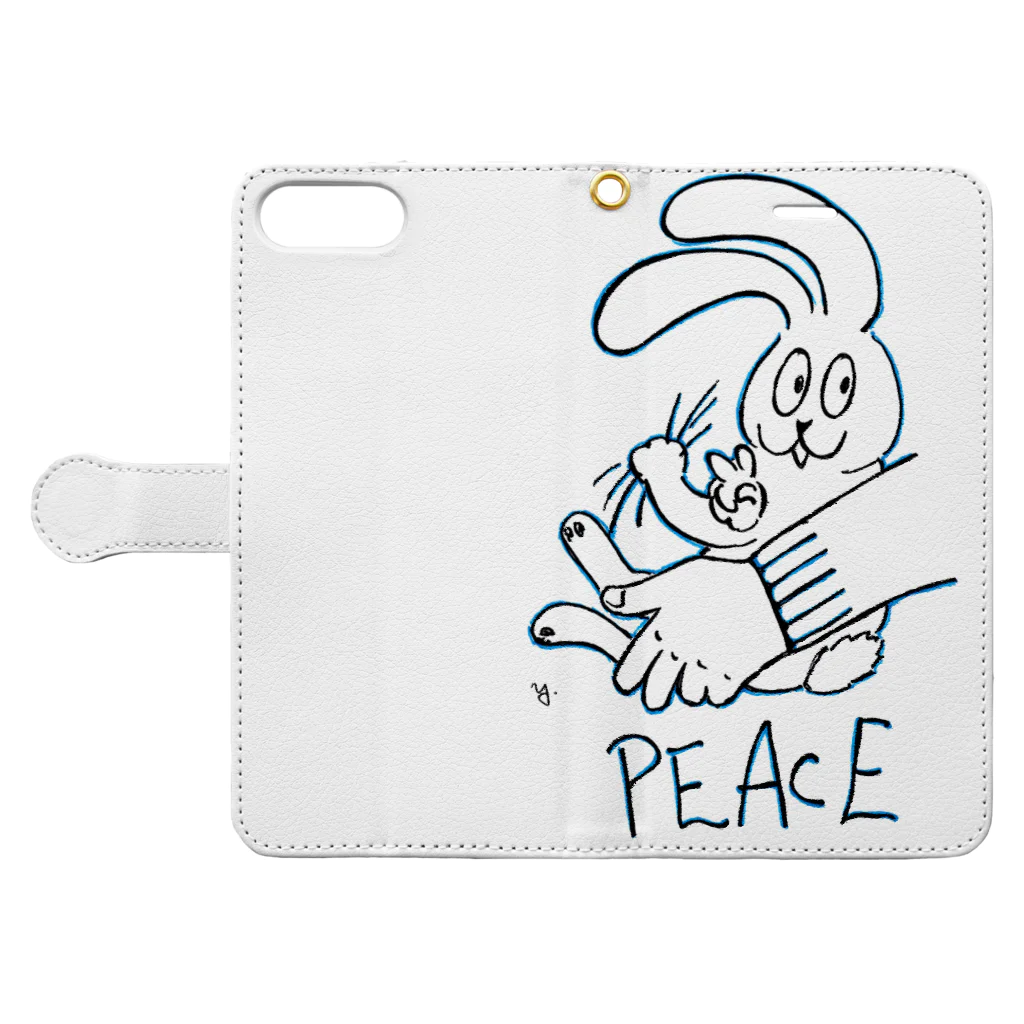 gorbehのPEACEうさぎ Book-Style Smartphone Case:Opened (outside)