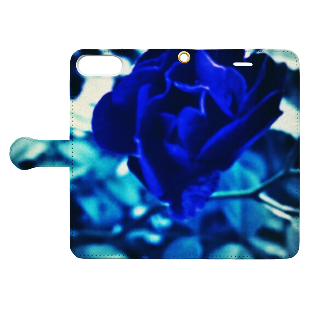 幸運❤happy🌈のBlue Rose　幸運の青い薔薇 手帳型スマホケースを開いた場合(外側)