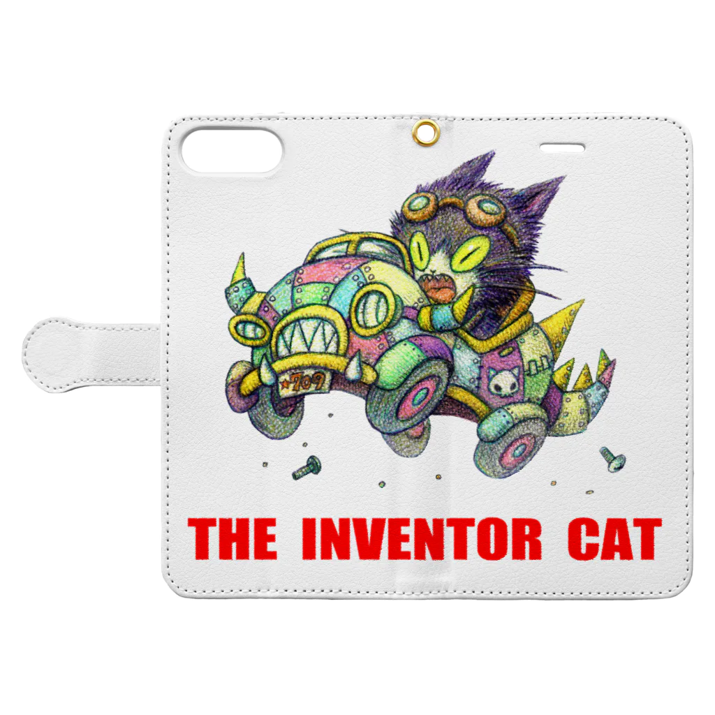 尚樹 -naoki-の発明家の猫。 Book-Style Smartphone Case:Opened (outside)