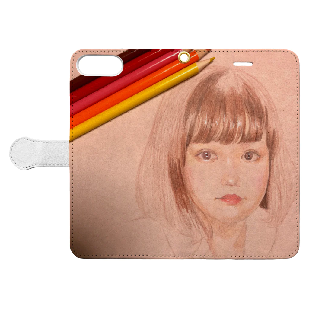 ほえるの描きかけの女の子 Book-Style Smartphone Case:Opened (outside)