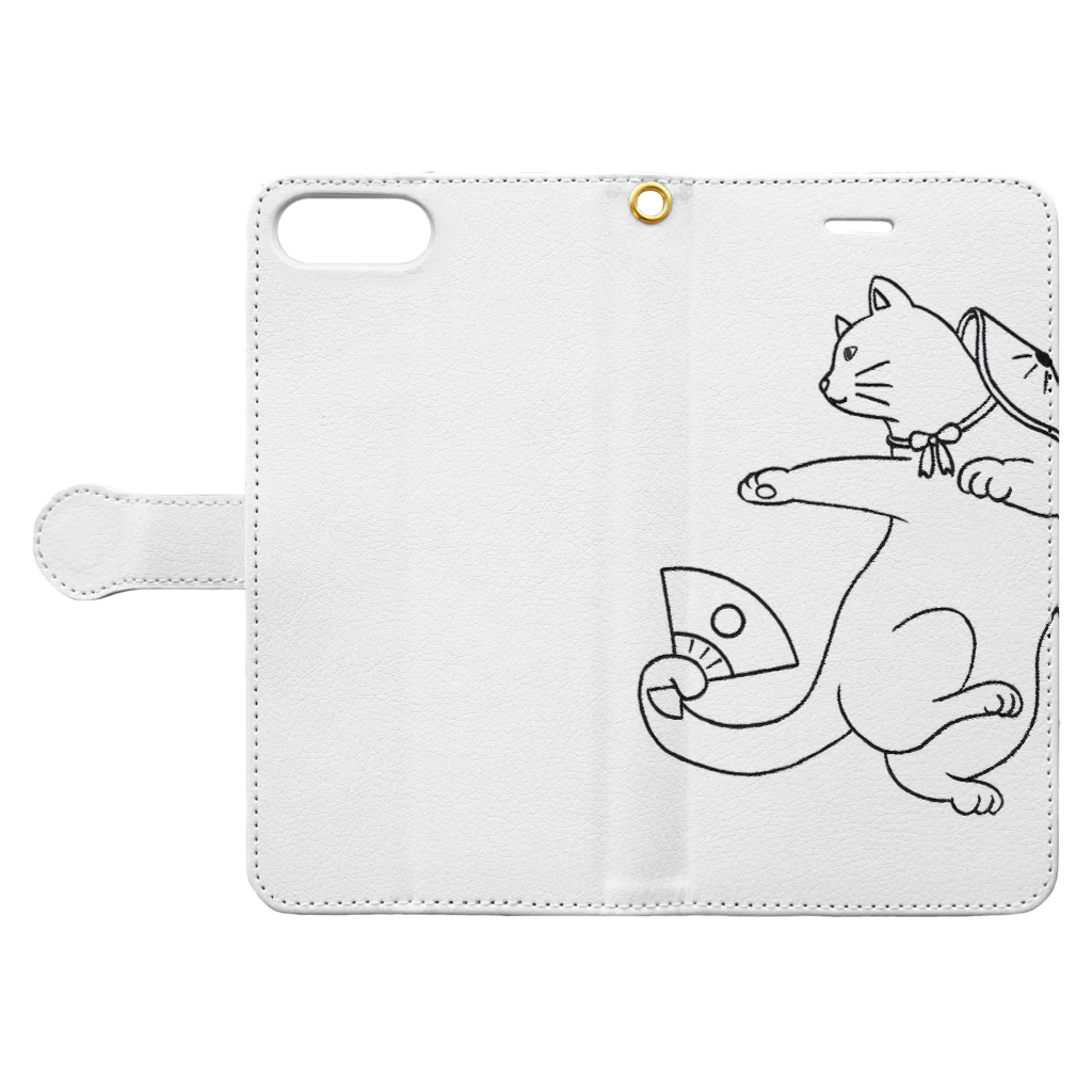 apparecatの踊るあっぱれ猫１ Book-Style Smartphone Case:Opened (outside)