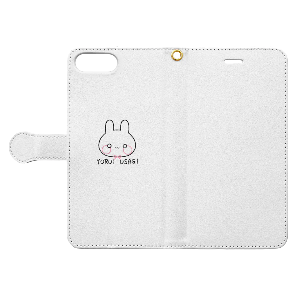 ‪₍ りと ᐢ. ̫.ᐢ ₎‬の隠れ家のゆるーいうさぎ Book-Style Smartphone Case:Opened (outside)