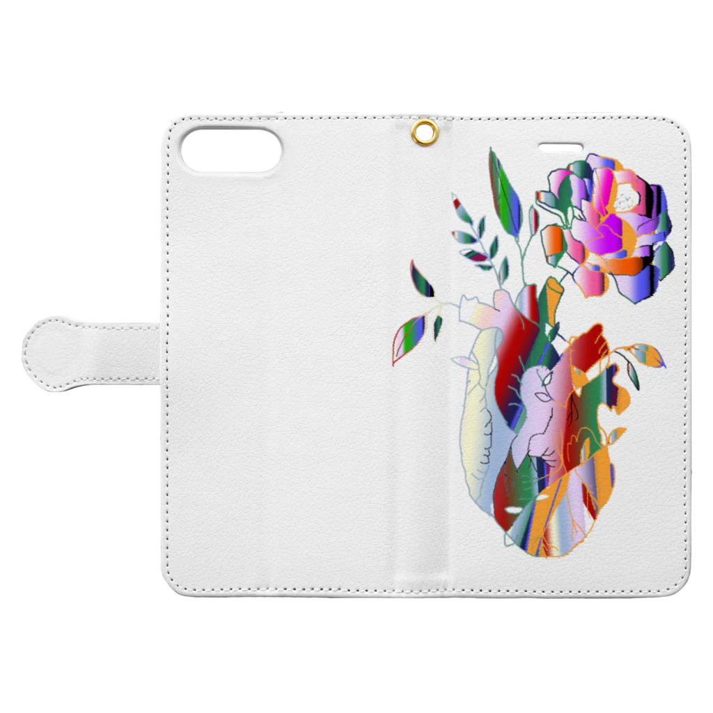 Luar （ルアー）のHeart and Rose Book-Style Smartphone Case:Opened (outside)