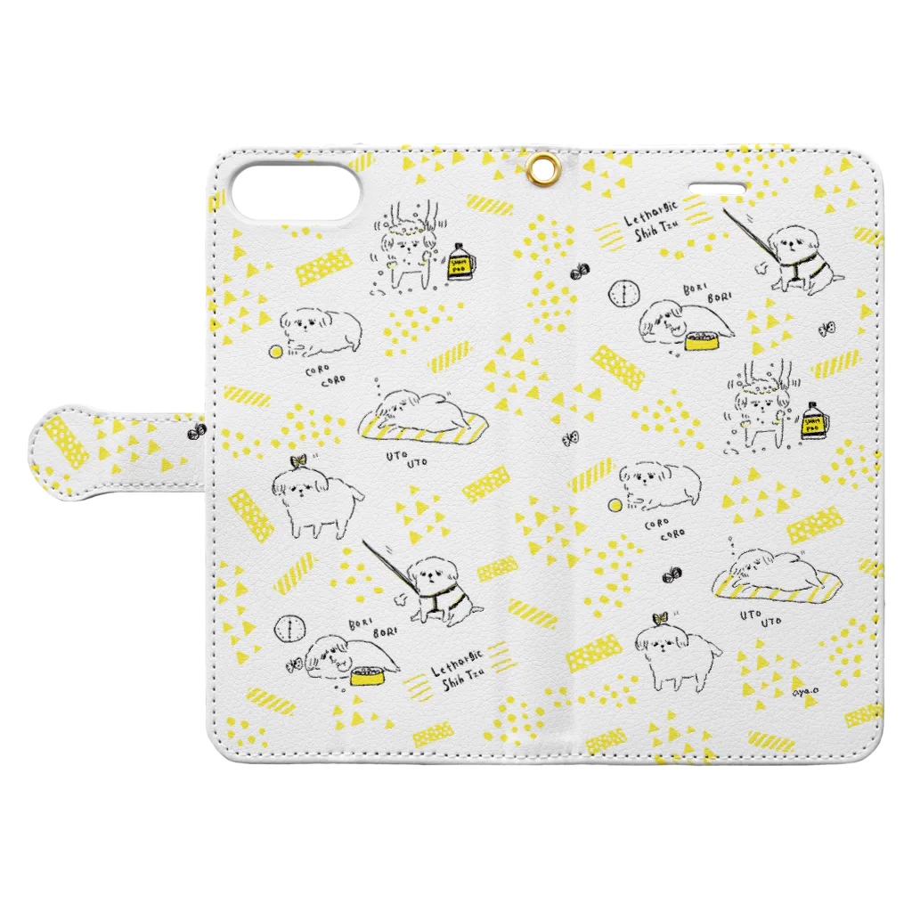 AYA OKAWA online shopの脱力系シーズーの1日  Book-Style Smartphone Case:Opened (outside)