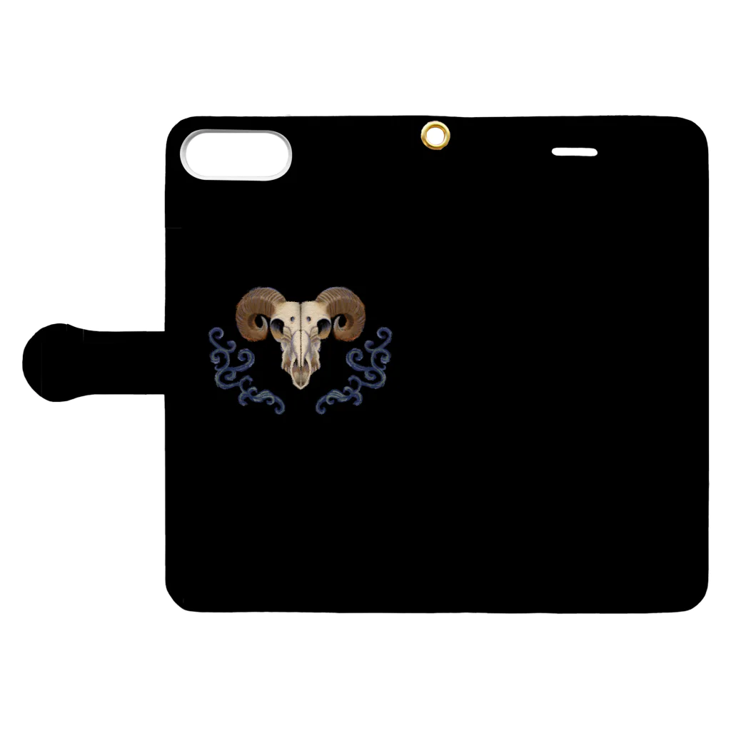 雑貨屋　ひっそりのBlue Goat's Skull Book-Style Smartphone Case:Opened (outside)