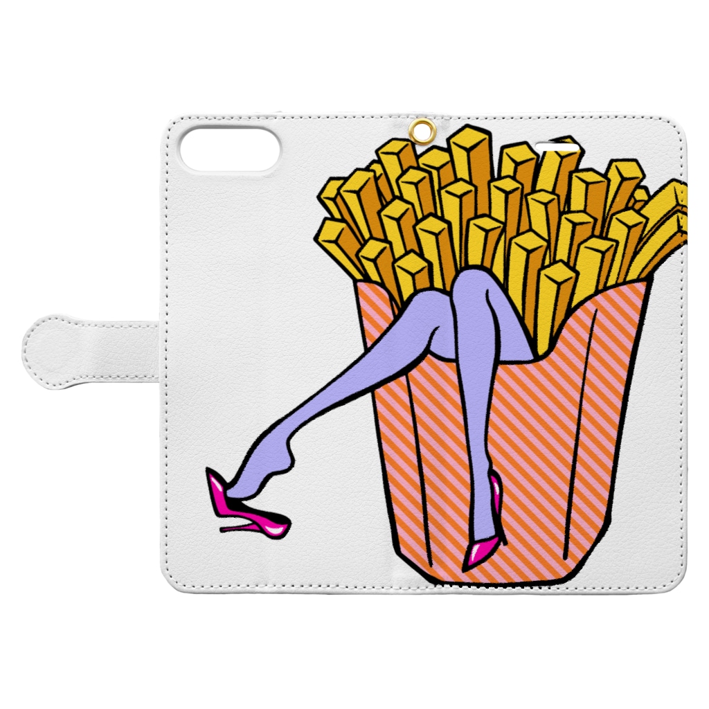 Mieko_Kawasakiの誘惑の🍟フライドポテト　 Book-Style Smartphone Case:Opened (outside)